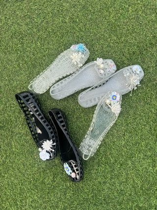 Jelly Punching Glow PVC Summer Flat Sandals Rainy Season Water Play Jelly Shoes
