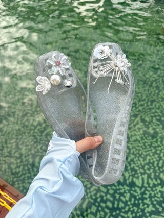 Jelly Punching Glow PVC Summer Flat Sandals Rainy Season Water Play Jelly Shoes