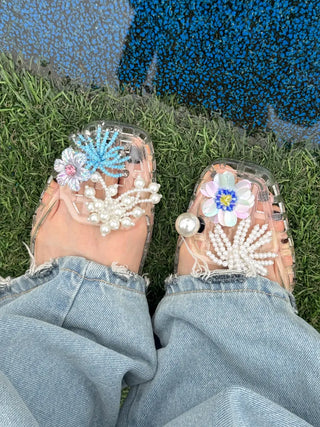 Jelly Punching Glow PVC Summer Flat Sandals Rainy Season Water Play Jelly Shoes