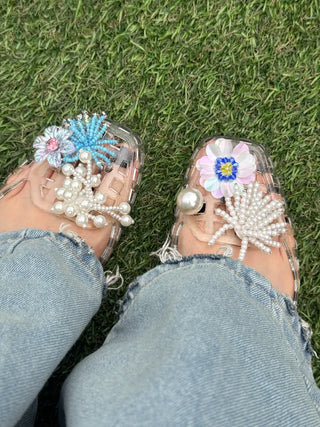 Jelly Punching Glow PVC Summer Flat Sandals Rainy Season Water Play Jelly Shoes