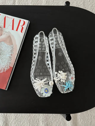 Jelly Punching Glow PVC Summer Flat Sandals Rainy Season Water Play Jelly Shoes