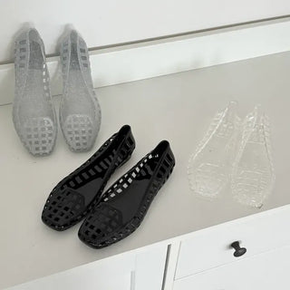 Jelly Punching Glow PVC Summer Flat Sandals Rainy Season Water Play Jelly Shoes