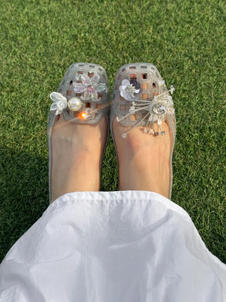 Jelly Punching Glow PVC Summer Flat Sandals Rainy Season Water Play Jelly Shoes
