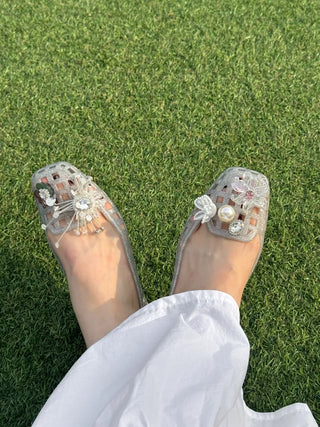 Jelly Punching Glow PVC Summer Flat Sandals Rainy Season Water Play Jelly Shoes