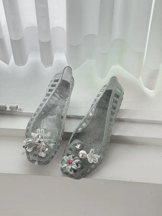 Jelly Punching Glow PVC Summer Flat Sandals Rainy Season Water Play Jelly Shoes
