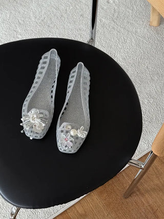 Jelly Punching Glow PVC Summer Flat Sandals Rainy Season Water Play Jelly Shoes