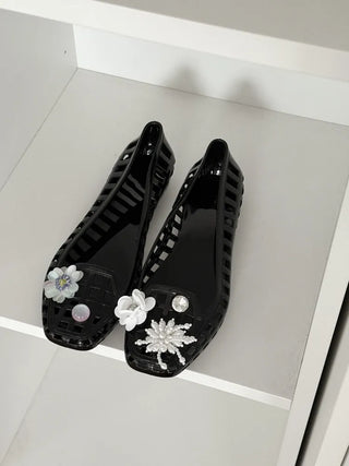 Jelly Punching Glow PVC Summer Flat Sandals Rainy Season Water Play Jelly Shoes