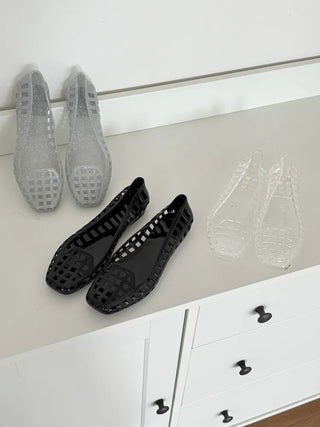 Jelly Punching Glow PVC Summer Flat Sandals Rainy Season Water Play Jelly Shoes