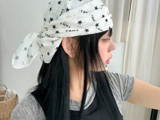 Star Lettering Star Pattern Hair Bandana Square Scarf