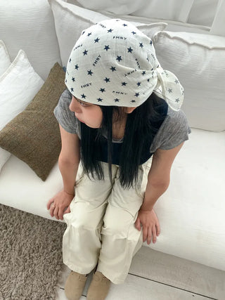 Star Lettering Star Pattern Hair Bandana Square Scarf