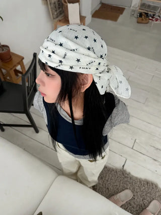 Star Lettering Star Pattern Hair Bandana Square Scarf