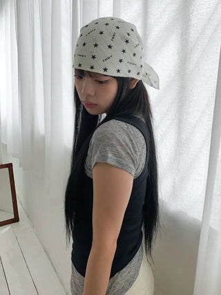 Star Lettering Star Pattern Hair Bandana Square Scarf