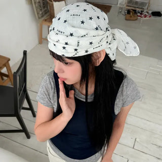 Star Lettering Star Pattern Hair Bandana Square Scarf
