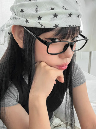 Tangent Retro Square Frame Horn-rimmed Glasses