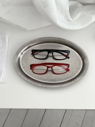 Tangent Retro Square Frame Horn-rimmed Glasses