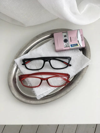 Tangent Retro Square Frame Horn-rimmed Glasses