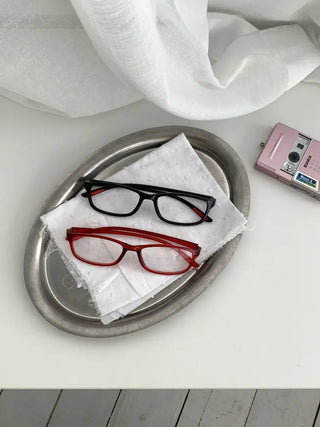 Tangent Retro Square Frame Horn-rimmed Glasses