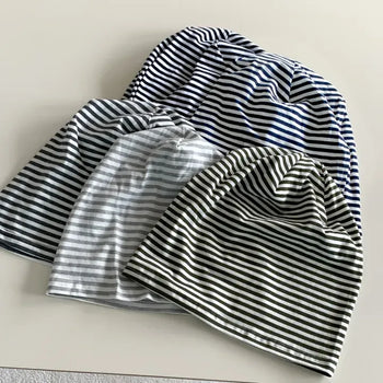 Striped Cotton Beanie Hat