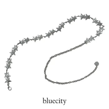 Double Star Silver Star Metal Chain Belt