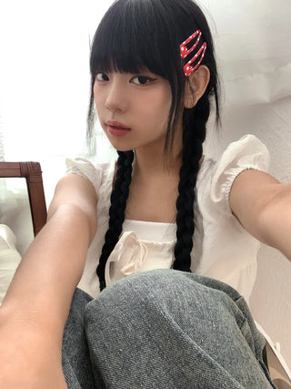 Plaid Triangle Dot Check Snap Hair Clip