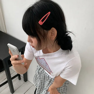 Plaid Triangle Dot Check Snap Hair Clip