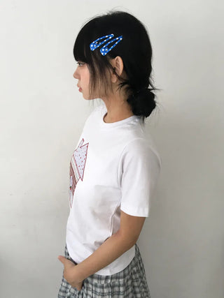 Plaid Triangle Dot Check Snap Hair Clip