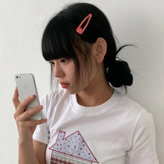 Plaid Triangle Dot Check Snap Hair Clip