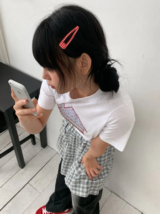 Plaid Triangle Dot Check Snap Hair Clip