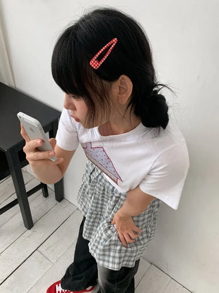 Plaid Triangle Dot Check Snap Hair Clip