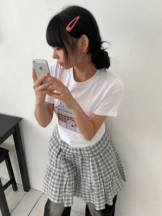 Plaid Triangle Dot Check Snap Hair Clip