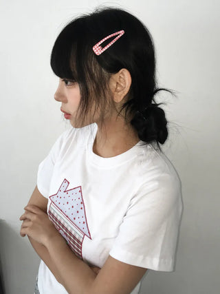 Plaid Triangle Dot Check Snap Hair Clip