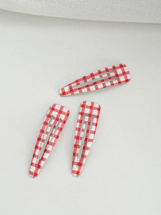 Plaid Triangle Dot Check Snap Hair Clip