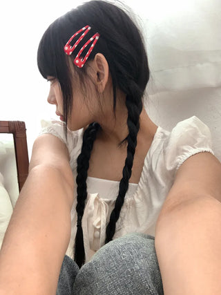 Plaid Triangle Dot Check Snap Hair Clip