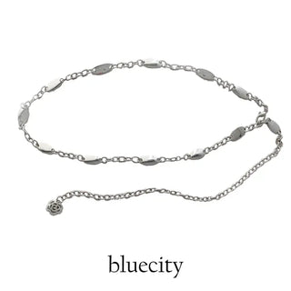 Oval Silver Rose Metal Chain Belt