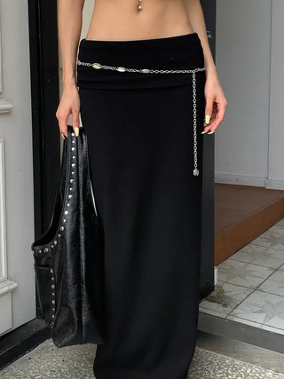 Oval Silver Rose Metal Chain Belt