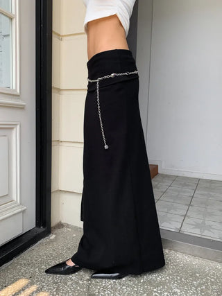 Oval Silver Rose Metal Chain Belt