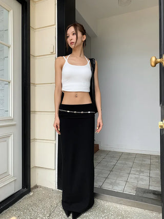 Oval Silver Rose Metal Chain Belt