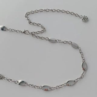 Oval Silver Rose Metal Chain Belt
