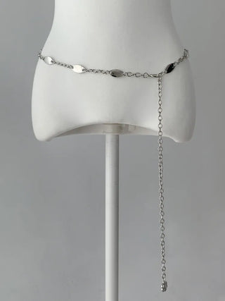 Oval Silver Rose Metal Chain Belt
