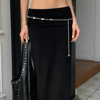 Oval Silver Rose Metal Chain Belt