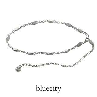 Oval Silver Rose Metal Chain Belt