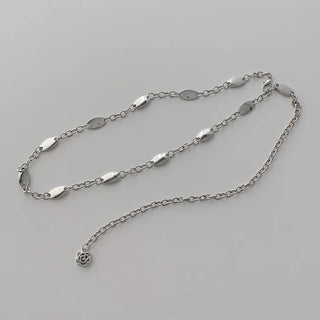 Oval Silver Rose Metal Chain Belt