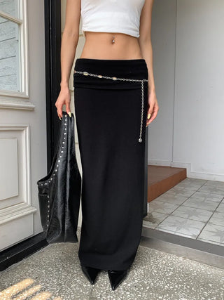 Oval Silver Rose Metal Chain Belt