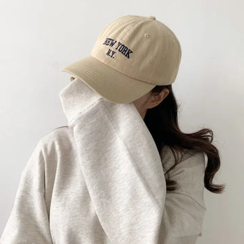 New York Curly Embroidered Ball Cap Baseball Cap Couple Caps