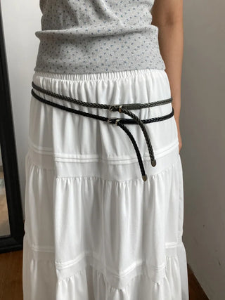Flat Twist Slim Leather Belt