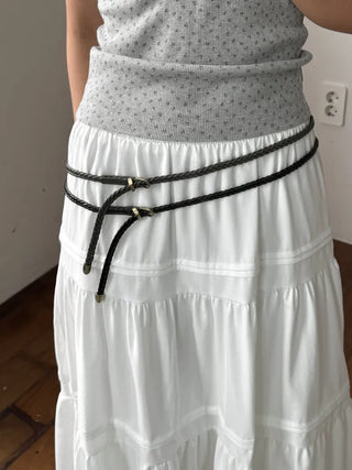 Flat Twist Slim Leather Belt