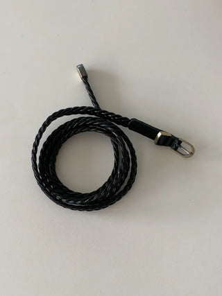 Flat Twist Slim Leather Belt