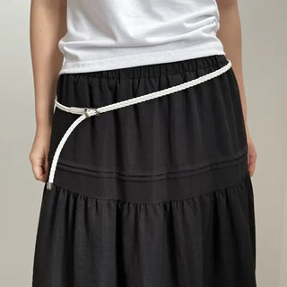 Flat Twist Slim Leather Belt