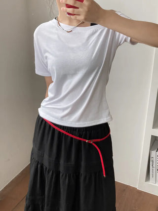 Flat Twist Slim Leather Belt