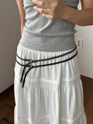 Flat Twist Slim Leather Belt